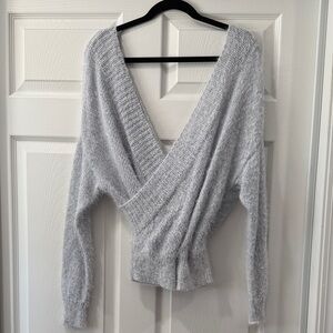 Forever 21 Light Blue Deep V Neck Sweater Soft and Fuzzy